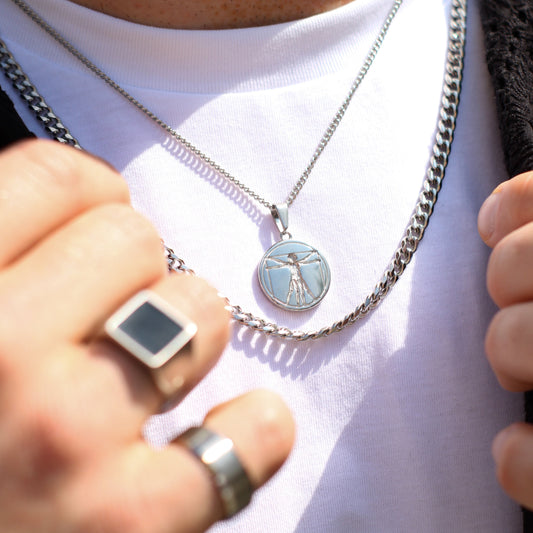 Silver Vitruvian Man Pendant