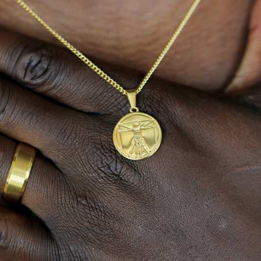 Gold Vitruvian Man Pendant