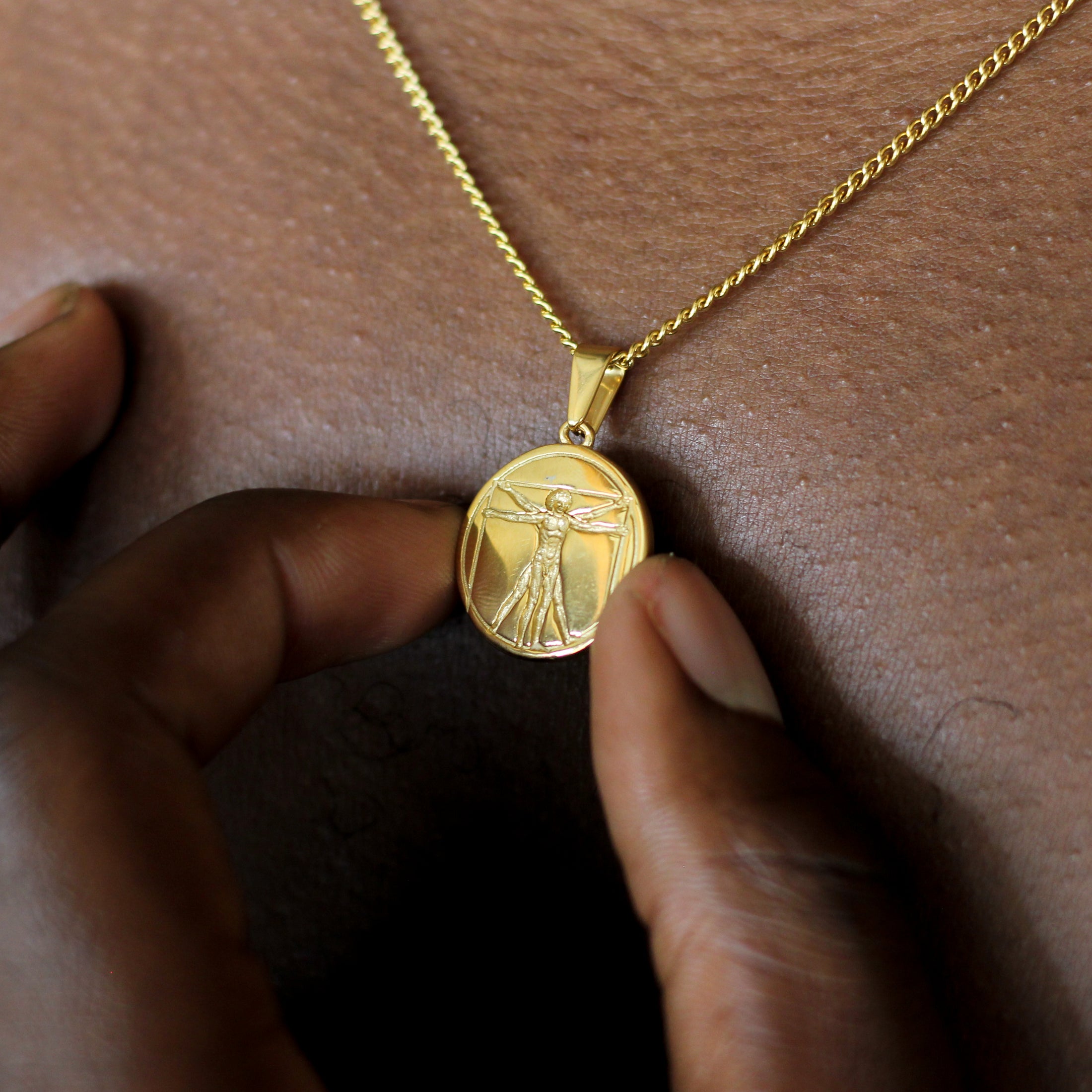 Gold Vitruvian Man Pendant