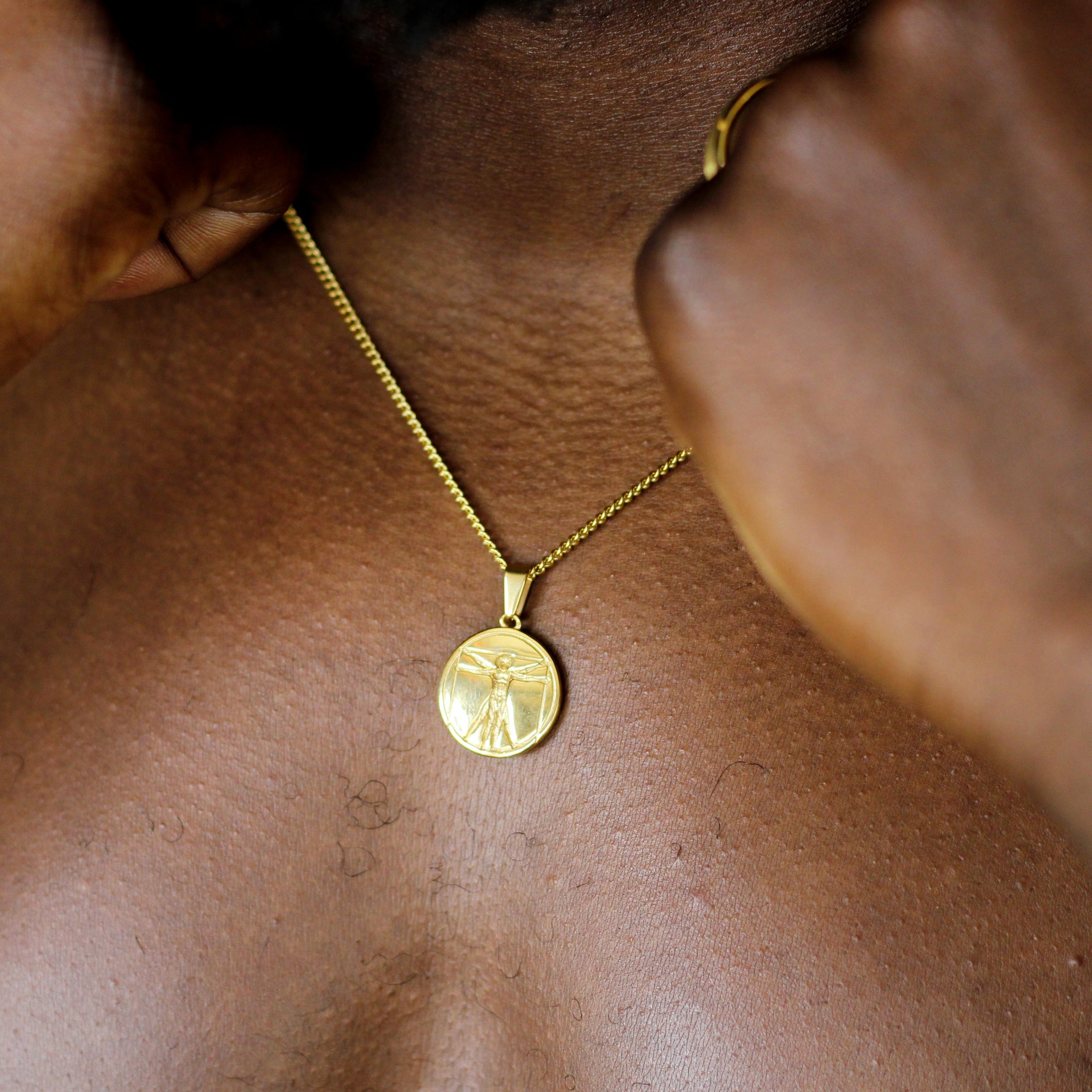 Gold Vitruvian Man Pendant