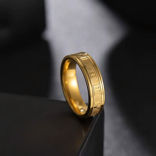 Roman Numeral Gold Ring