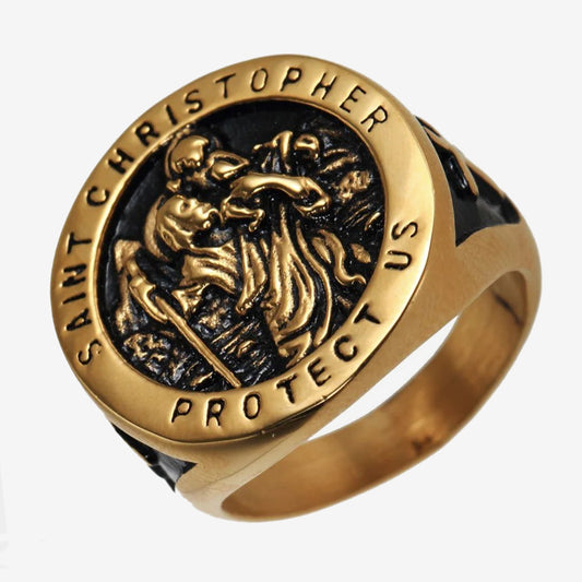 Gold St Christopher Ring