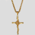 Load image into Gallery viewer, Gold Rose Cross Pendant
